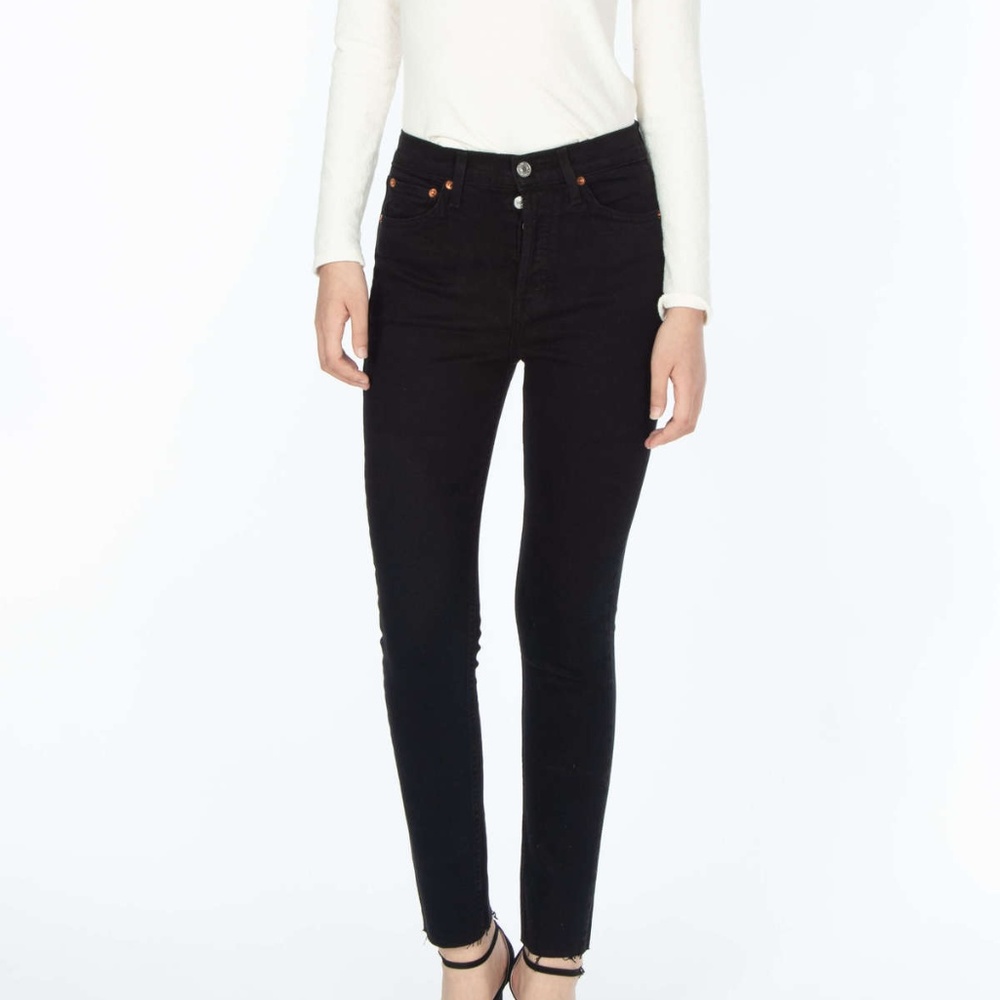 Re/Done High Rise Ankle Crop Raw Hem / Size 24/25